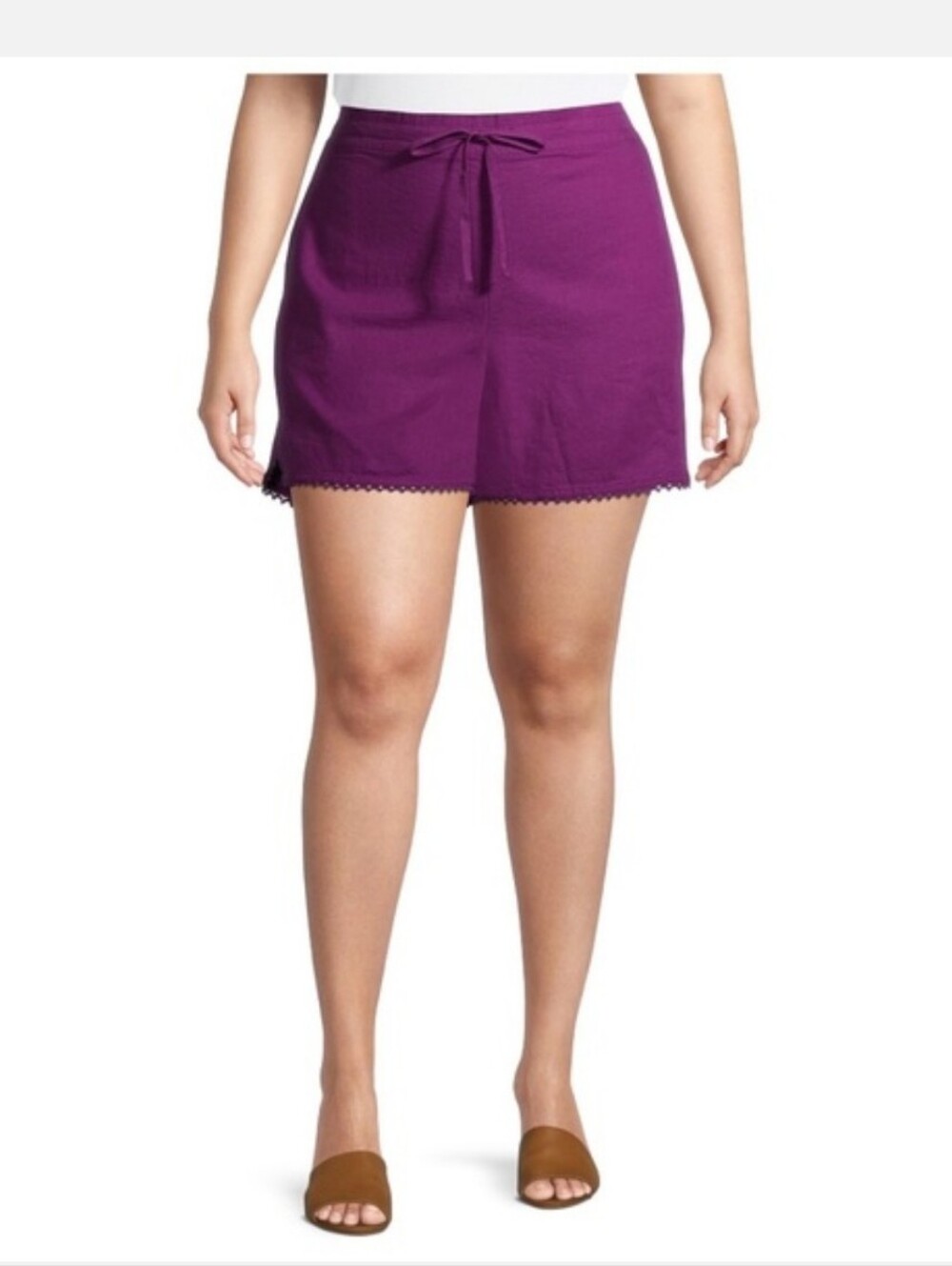 Terra & Sky Purple High-Waist Drawstring Shorts 5x
